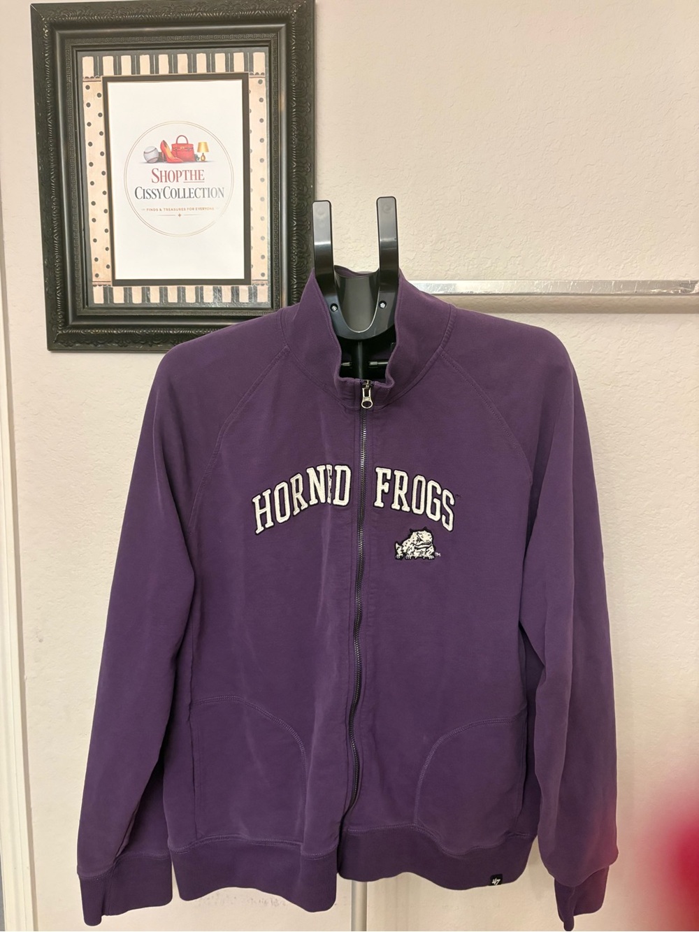 ‘47 Brand TCU Horned Frogs Full Zip Jacket Purple Embroidered Unisex Size XXL